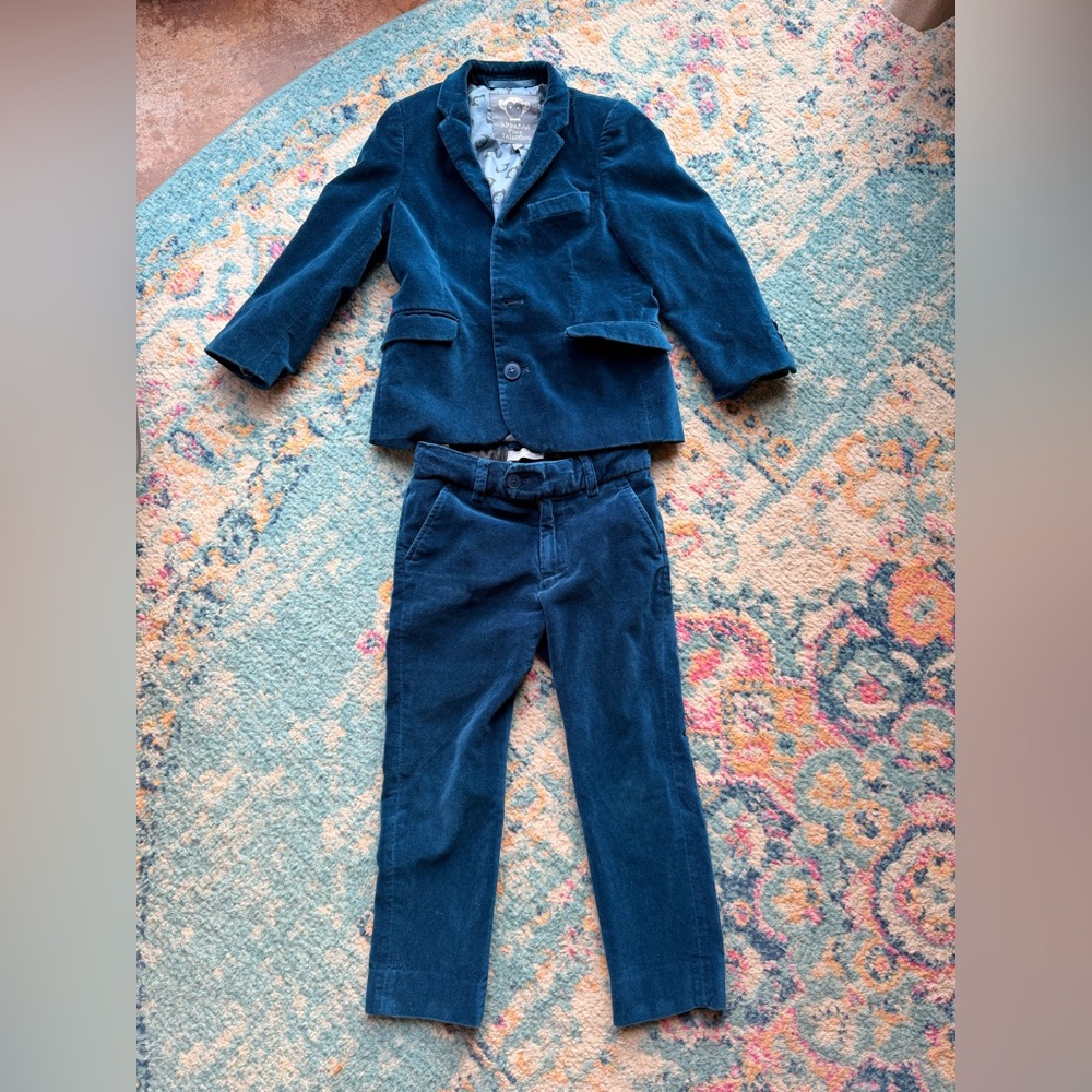 Appaman Deep Blue velvet Blazer and Pants Set